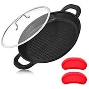 Vinchef Nonstick Grill Pan 13 In. Skillet, Indoor Induction Cast-aluminum & Lid
